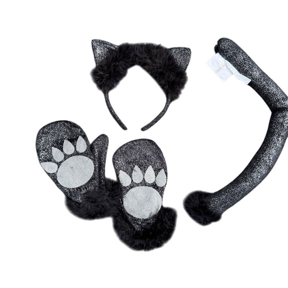 Claire's Black Cat Costume Halloween Set 4 Pieces OS ears tail mittens cosplay